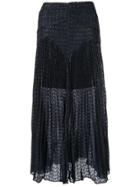 Self-portrait Metallic Fil Coupe Maxi Skirt - Navy
