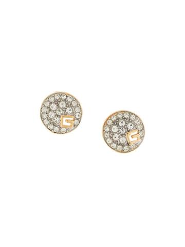 Givenchy Pre-owned Rhinestone Round Earrings - Gold