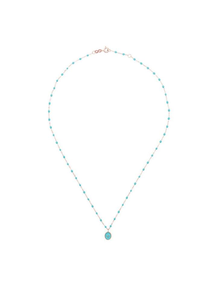 Gigi Clozeau Turquoise Rose Gold Beaded Diamond Necklace