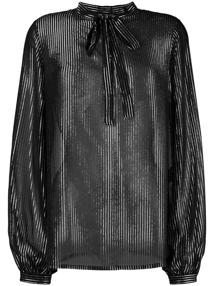 Saint Laurent Striped Lamé Shirt - Black