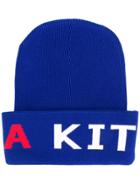 Maison Kitsuné Logo Print Beanie - Blue