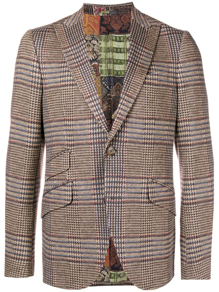 Etro Checked Slim-fit Blazer - Brown