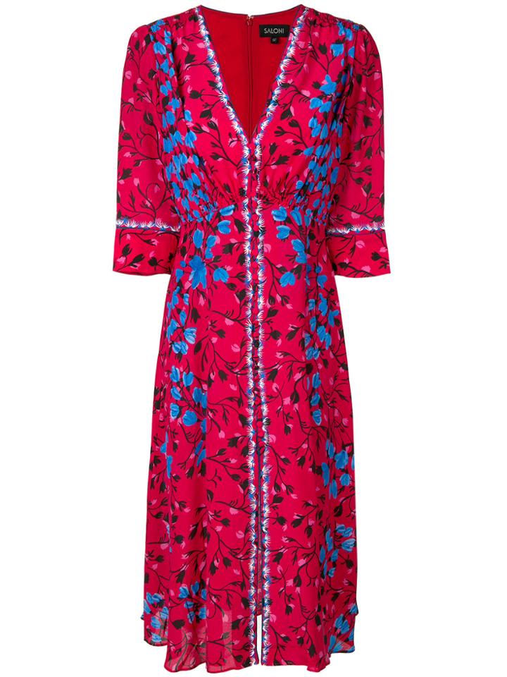 Saloni Floral Print Dress - Red