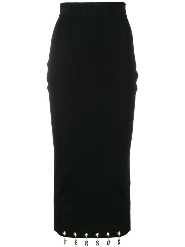 Versus Logo Charm Midi Skirt - Black