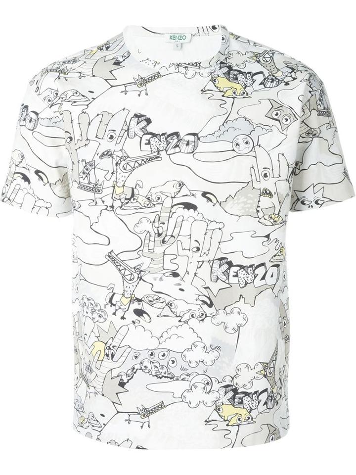 Kenzo 'cartoons' T-shirt, Men's, Size: Large, Nude/neutrals, Cotton/spandex/elastane