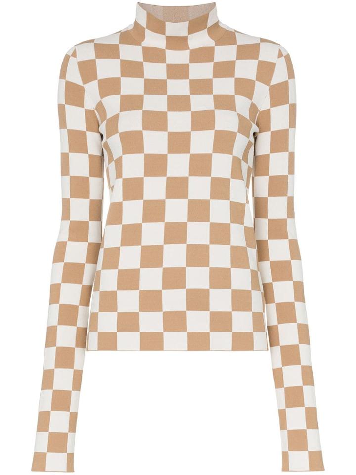 Jil Sander Long Sleeve Checked Jumper - Neutrals