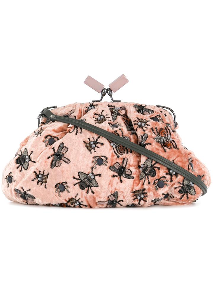 Jamin Puech Embellished Bugs Clutch - Pink & Purple