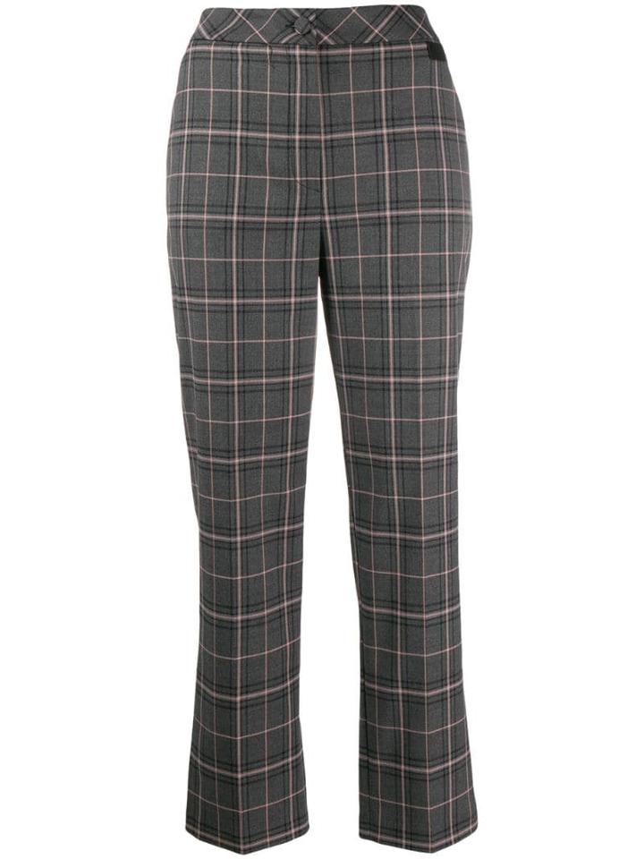 Be Blumarine Check Print Cropped Trousers - Grey