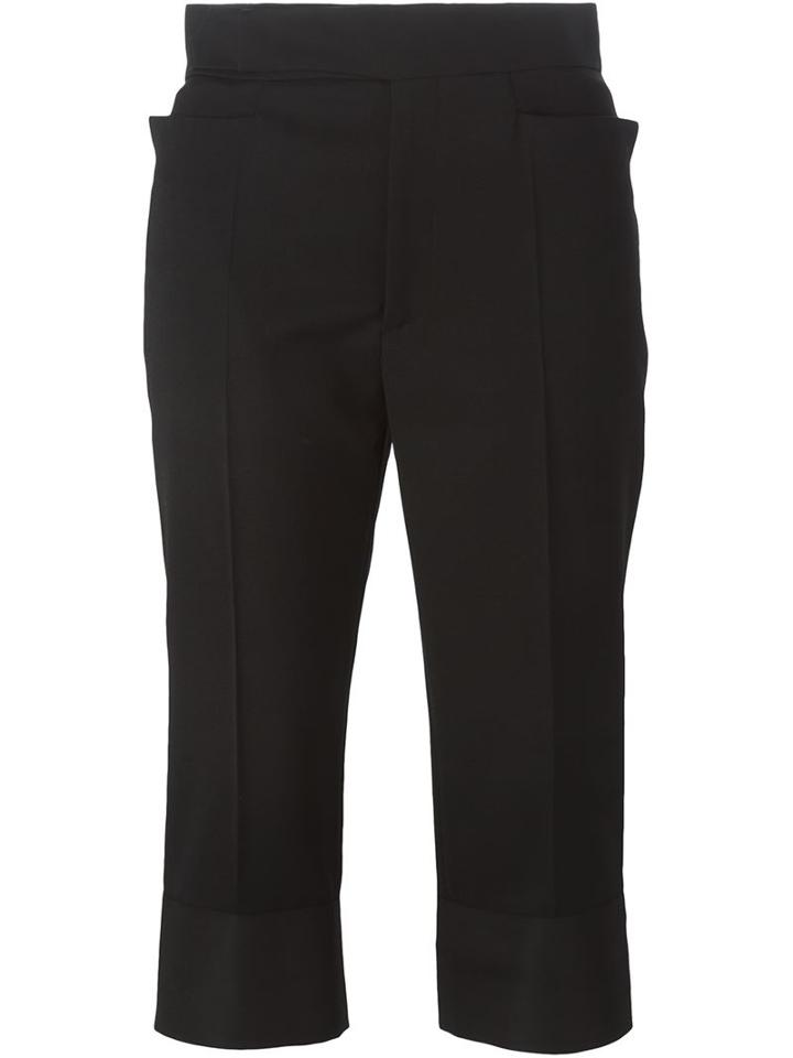 Maison Margiela Cropped Trousers, Women's, Size: 42, Black, Silk/cotton/wool