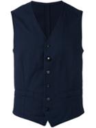 Lardini Floral Button Waistcoat, Men's, Size: 52, Blue, Cotton/spandex/elastane