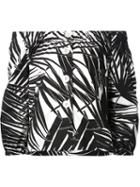 Marc Jacobs Palm Print Off Shoulder Blouse, Women's, Size: 6, White, Cotton