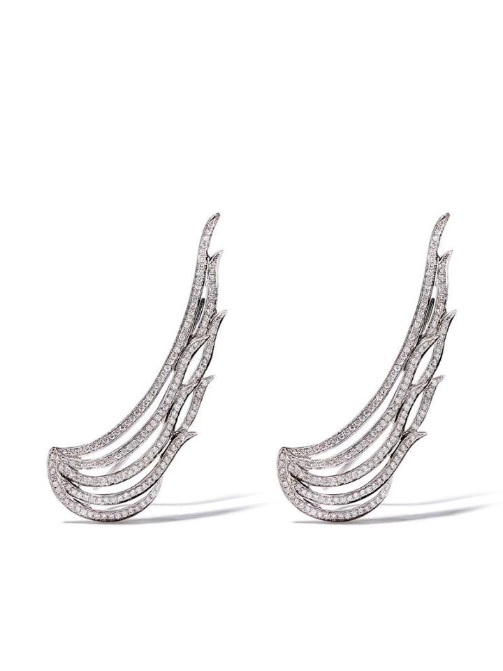 As29 18kt White Gold Ocean Diamond Ear Cuffs - Silver