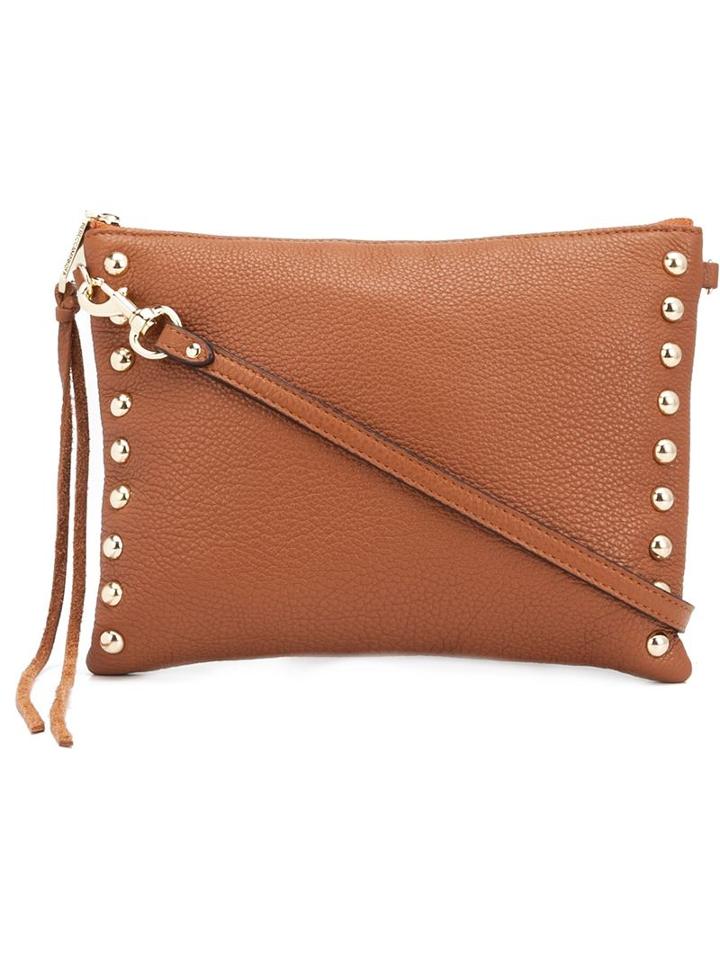 Rebecca Minkoff Studded Clutch, Women's, Brown, Cotton/leather