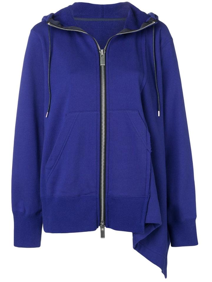 Sacai Asymmetric Zip Front Hoodie - Blue