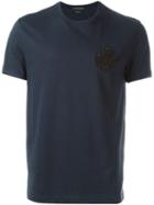 Alexander Mcqueen Skull Badge T-shirt, Men's, Size: Medium, Blue, Cotton/polyester/metallic Fibre
