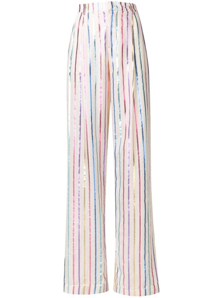 Attico Striped Wide-leg Trousers - Neutrals