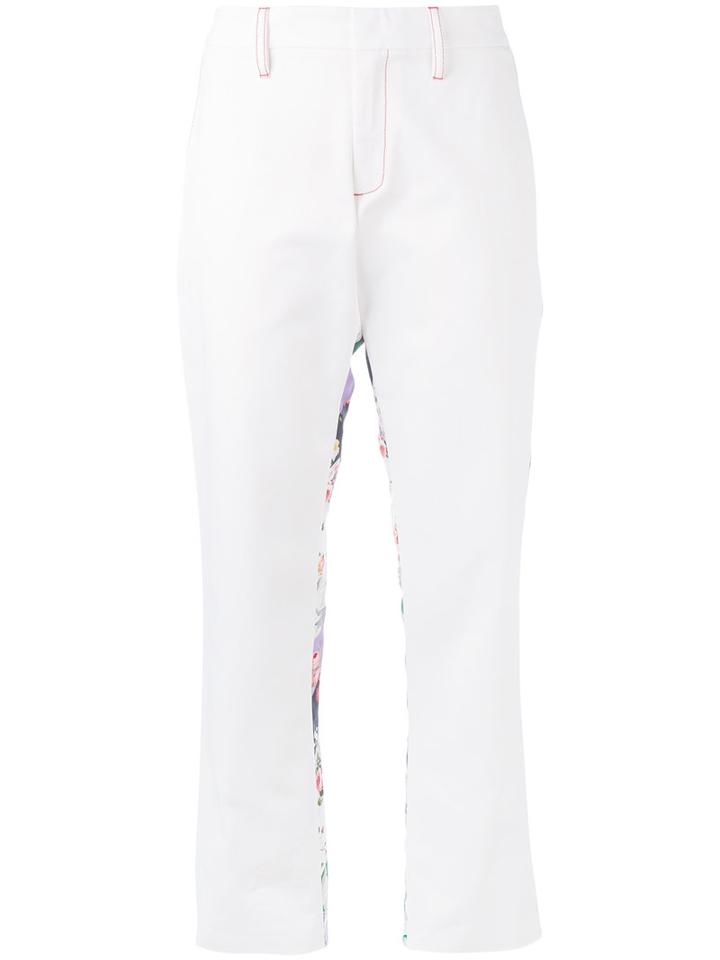 Brognano - Floral Back Trousers - Women - Cotton/polyester - 42, White, Cotton/polyester