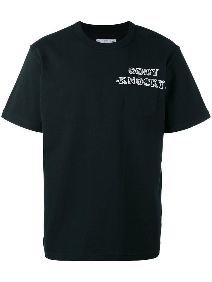 Sacai Chest Emblem T-shirt, Men's, Size: 2, Black, Cotton