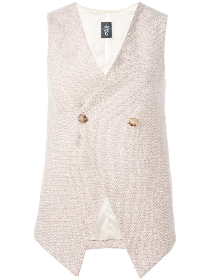 Eleventy Double Breasted Waistcoat, Women's, Size: 46, Nude/neutrals, Cotton/polyamide/acetate/viscose