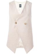 Eleventy Double Breasted Waistcoat, Women's, Size: 46, Nude/neutrals, Cotton/polyamide/acetate/viscose
