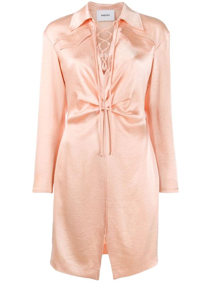 Nanushka Lace Front Mini Dress - Pink