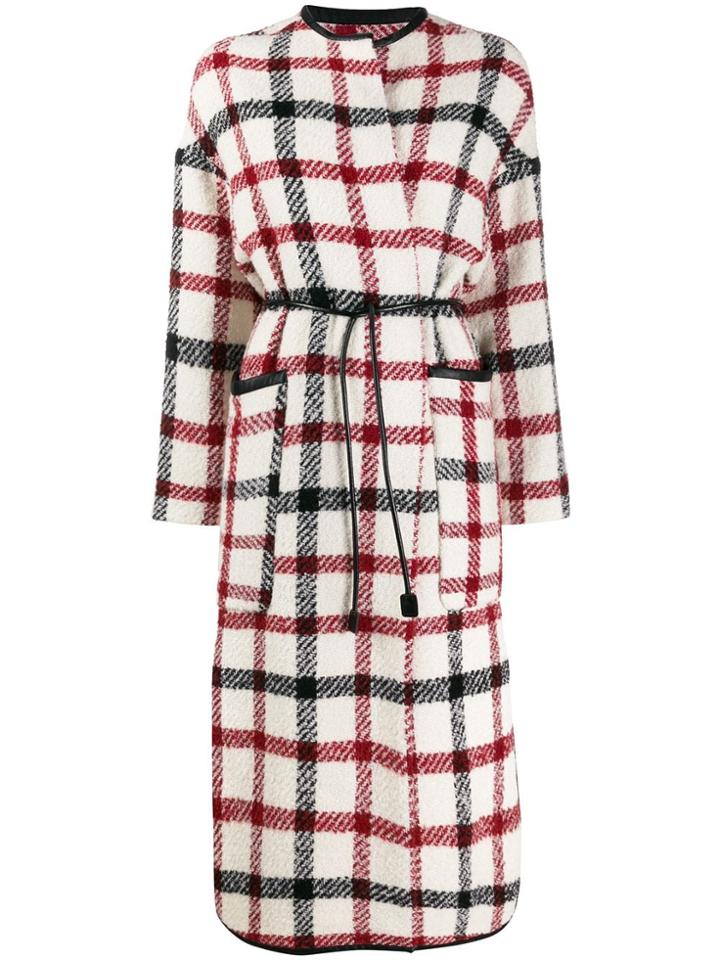8pm Check-print Belted Coat - Neutrals