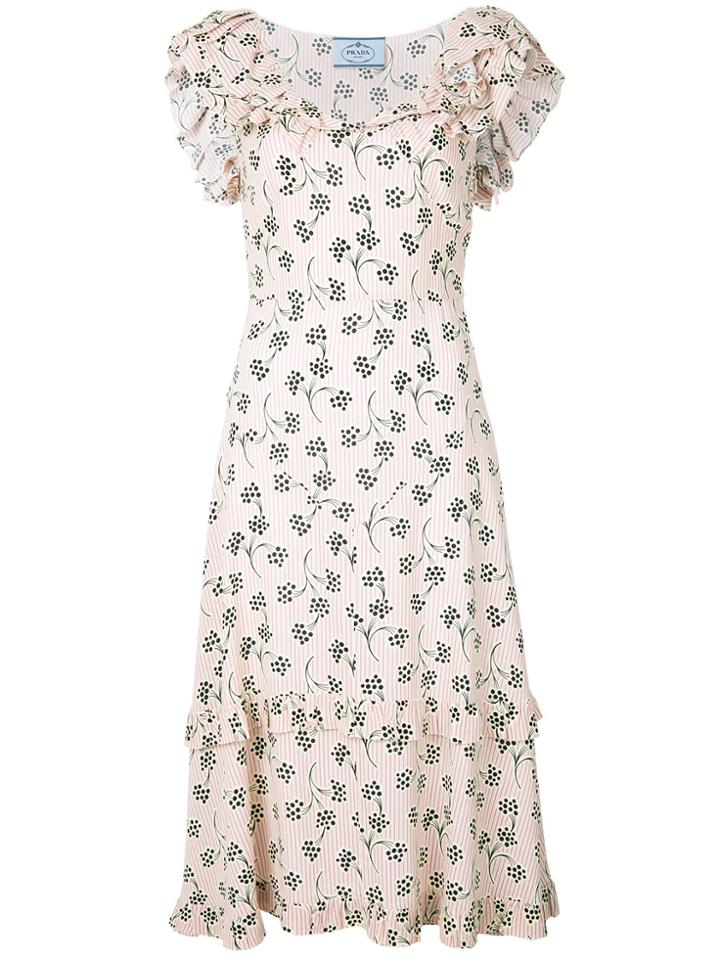 Prada Floral Printed Sable Dress - Pink & Purple