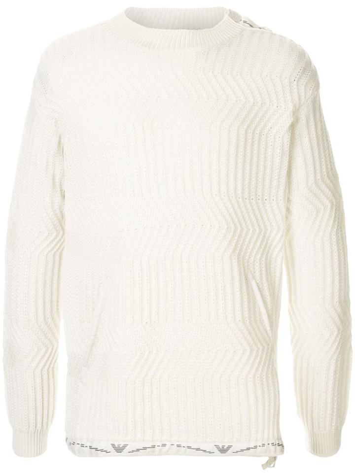 Emporio Armani Zig Zag Knit Jumper - White