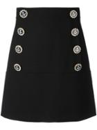 Dolce & Gabbana Nautical Button Skirt, Women's, Size: 40, Black, Virgin Wool/spandex/elastane/silk/polyamide