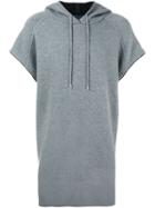 Juun.j Short Sleeve Long Fit Hoodie, Men's, Size: 48, Grey, Wool