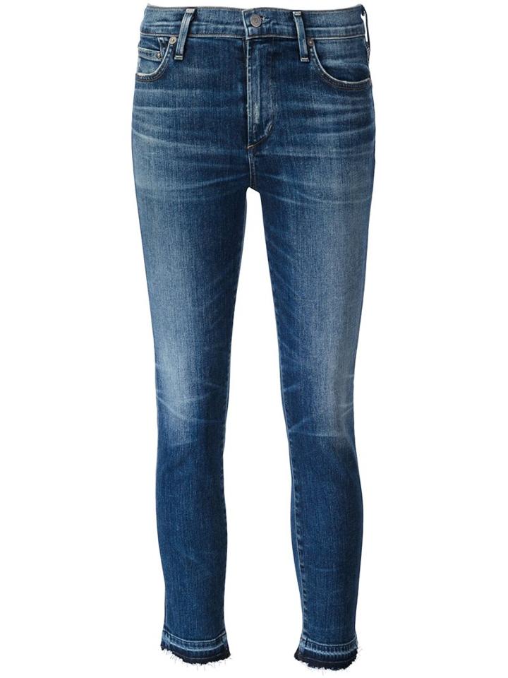 Citizens Of Humanity Stonewashed Cropped Jeans, Women's, Size: 30, Blue, Cotton/polyurethane