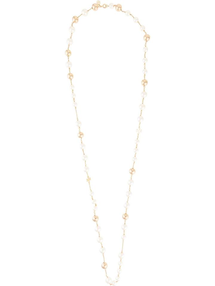 Tory Burch Logo Pearl Rosary - Gold