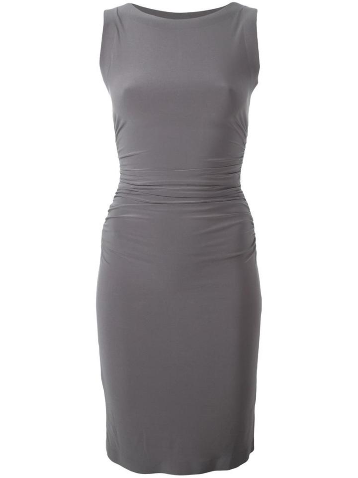 Norma Kamali Fitted Dress, Women's, Size: Xs, Grey, Polyester/spandex/elastane