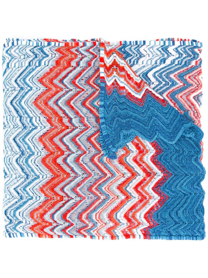 Missoni - Zig-zag Scalloped Scarf - Women - Polyester/viscose - One Size, Blue, Polyester/viscose