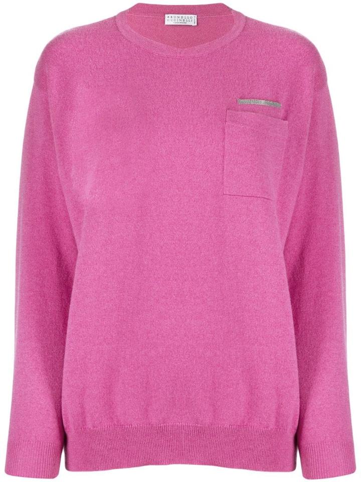 Brunello Cucinelli Metal Bead Cashmere Sweater - Pink