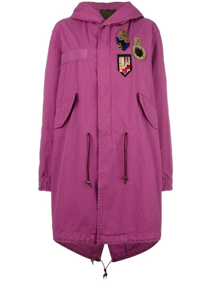 Mr & Mrs Italy Multi Patch Hooded Coat, Women's, Size: Small, Pink/purple, Cotton/wool/silk/glass