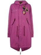 Mr & Mrs Italy Multi Patch Hooded Coat, Women's, Size: Small, Pink/purple, Cotton/wool/silk/glass