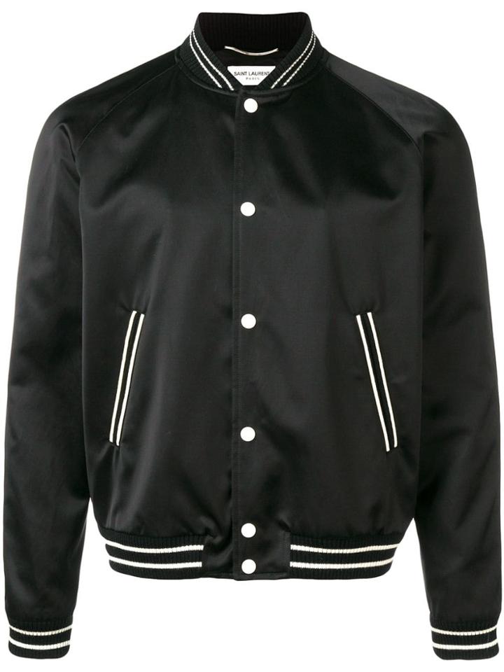 Saint Laurent Trimmed Bomber Jacket - Black