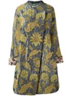 Ermanno Gallamini Jacquard Oversized Coat, Women's, Size: Small, Blue, Silk/cotton/polyester/viscose