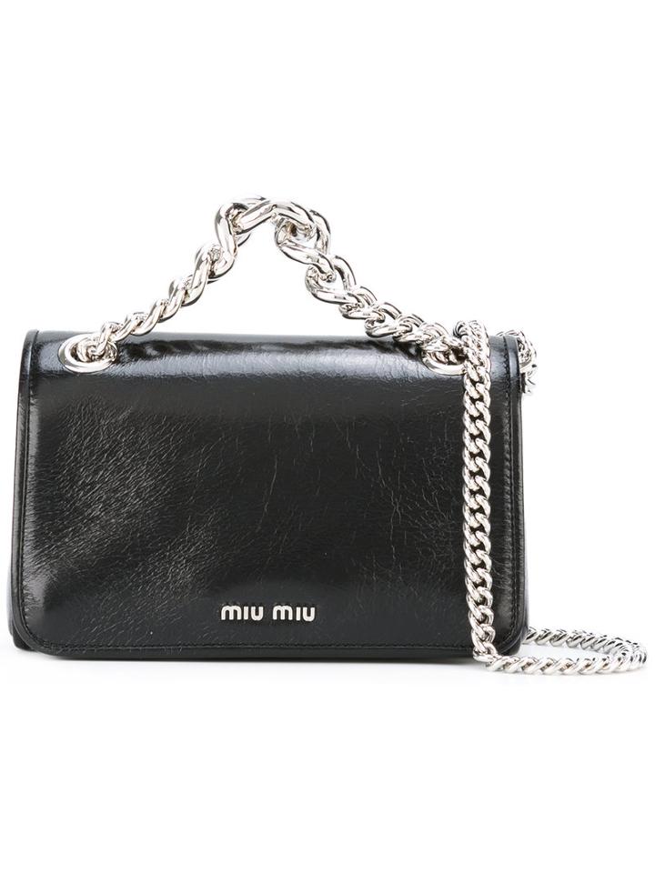 Miu Miu Flap Shoulder Bag, Women's, Black, Leather