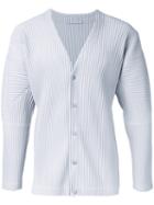 Homme Plissé Issey Miyake Pleated Button Fastening Cardigan, Men's, Size: 2, Grey, Polyester