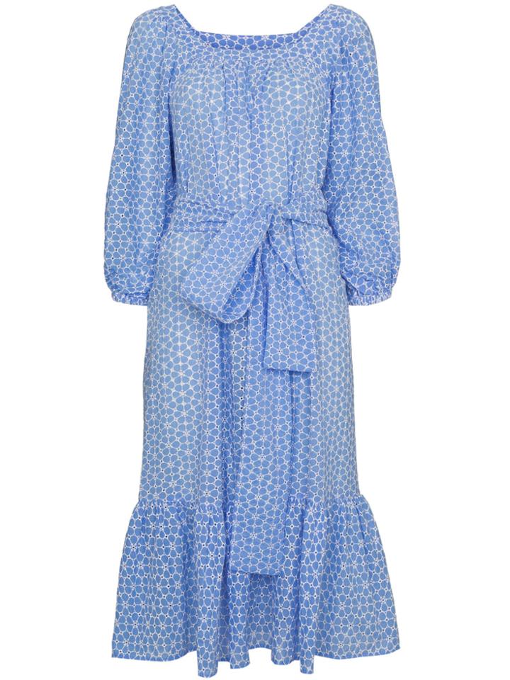 Lisa Marie Fernandez Laure Cornflower Daisy Eyelet Dress - Blue