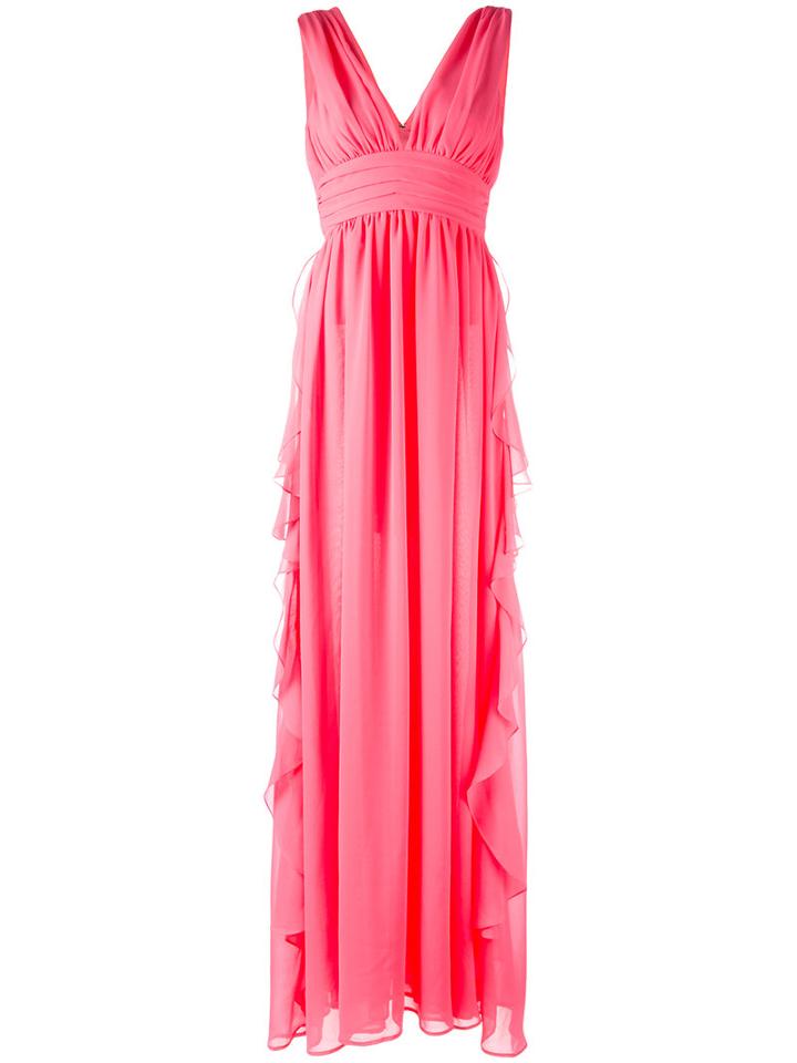 Msgm V-neck Gown, Women's, Size: 42, Pink/purple, Polyester