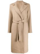 Closed Belted Mid-length Coat - Neutrals