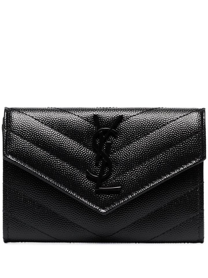 Saint Laurent Monogram Plaque Envelope-style Wallet - Black