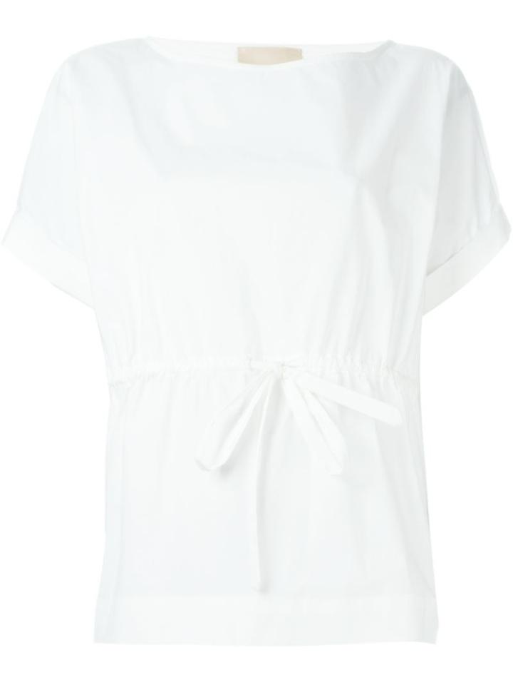 Erika Cavallini Drawstring Waist Top, Women's, Size: 46, White, Cotton/spandex/elastane