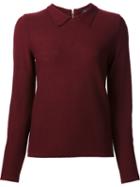 A.p.c. Collared Knitted Top, Women's, Size: Large, Red, Wool