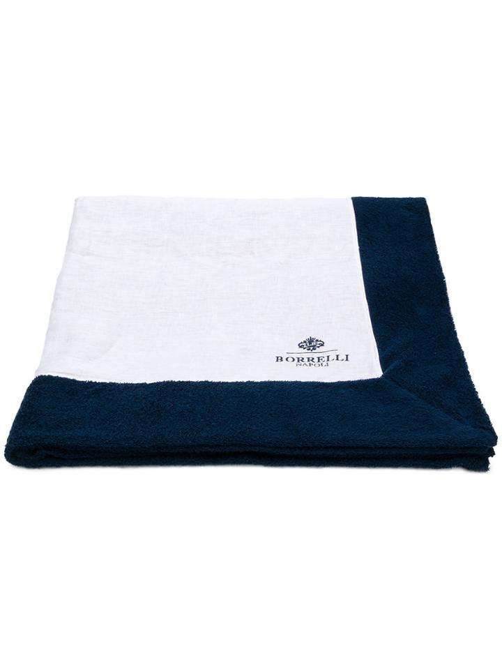 Borrelli Logo Embroidered Beach Towel - White
