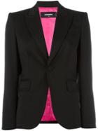Dsquared2 Notched Lapel Button Blazer, Women's, Size: 42, Black, Virgin Wool/spandex/elastane/polyester/viscose