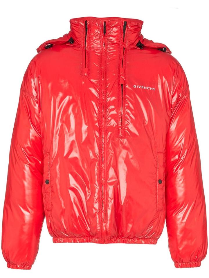 Givenchy High Shine Hooded Puffer Jacket - Red
